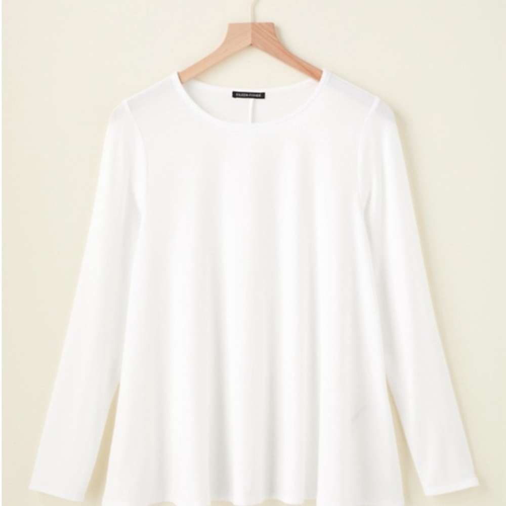 Eileen Fisher for Garnet Hill Stretch TENCEL™ Jersey Jewel-Neck Top